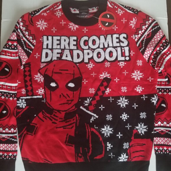 Christmas Holiday Ugly Sweater - Marvel Deadpool - Picture 3 of 9